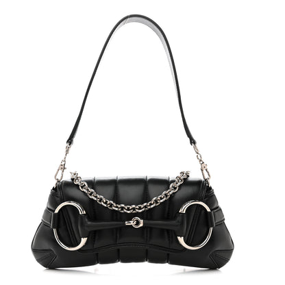 Gucci Nappa Vertical Matelasse Small Maxi Horsebit Chain Shoulder Bag Black 1 of 10
