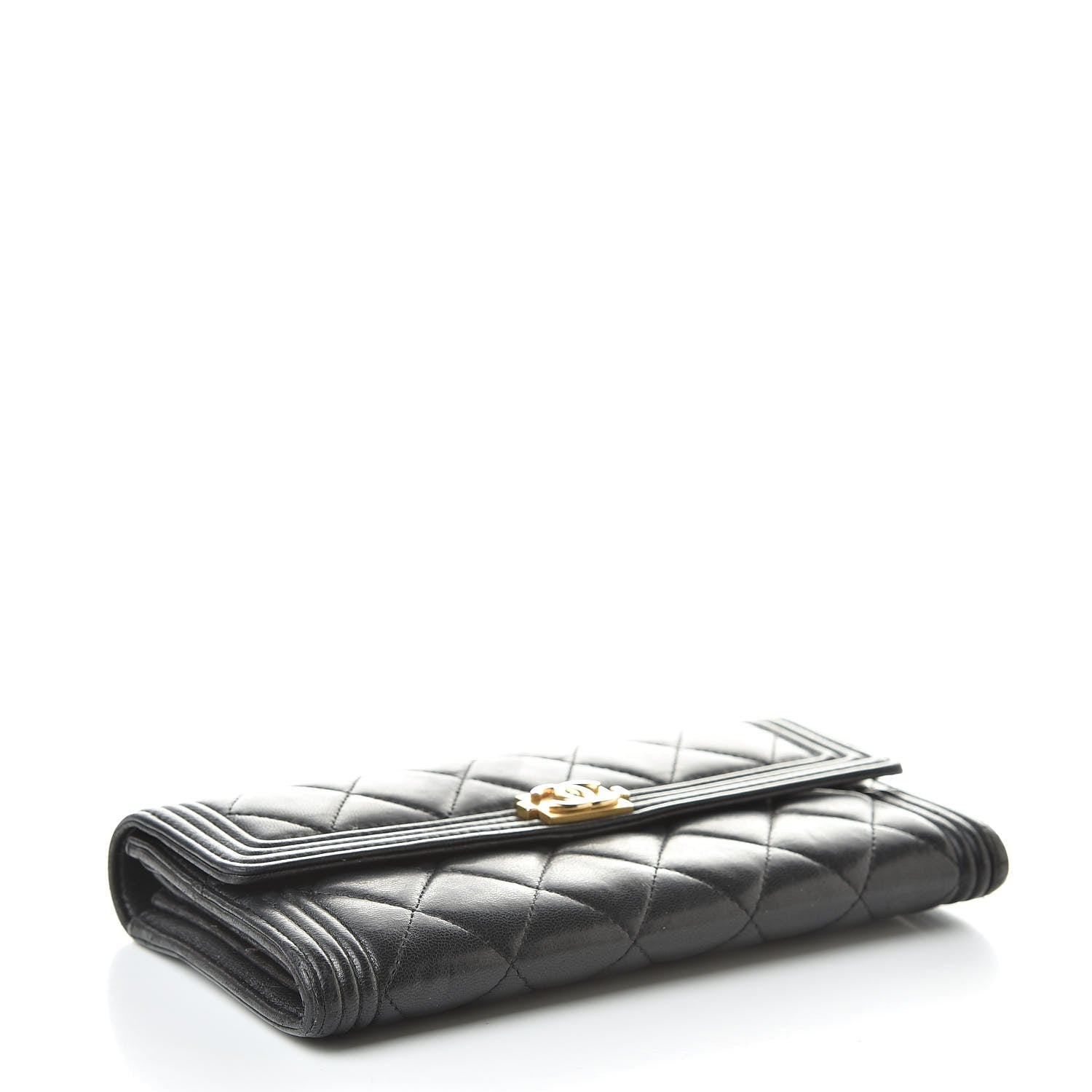 Chanel Lambskin Quilted Boy Flap Wallet Black 4 of 19