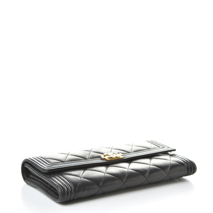 Chanel Lambskin Quilted Boy Flap Wallet Black 4 of 19