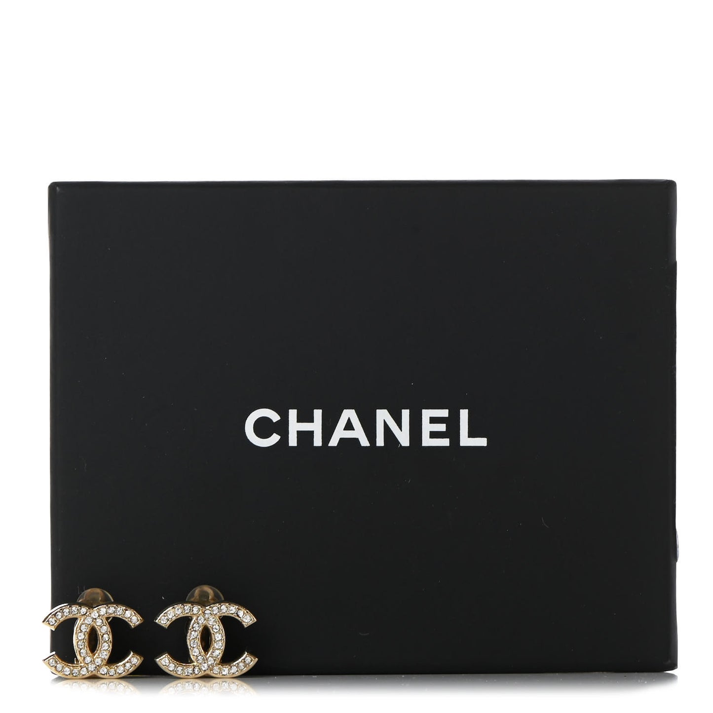 Crystal CC Clip On Earrings Gold