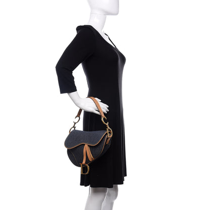 Christian Dior Denim Calfskin Saddle Bag Blue 2 of 10