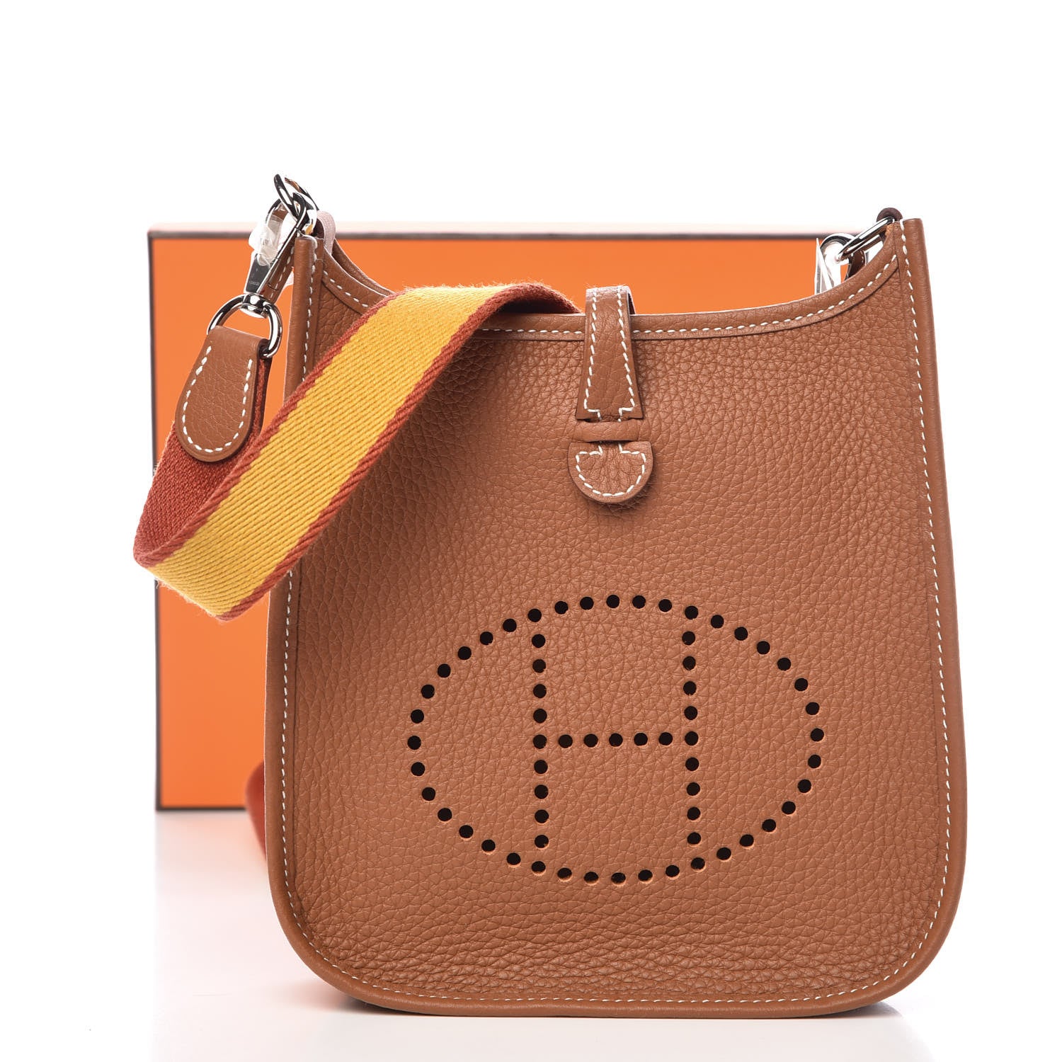 Hermes Taurillon Clemence Amazone Evelyne TPM Gold Jaune Ambre Brique 11 of 11