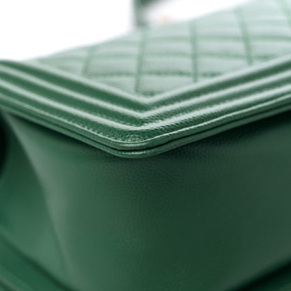 Chanel Caviar Quilted Medium Boy Flap Green 10 of 12