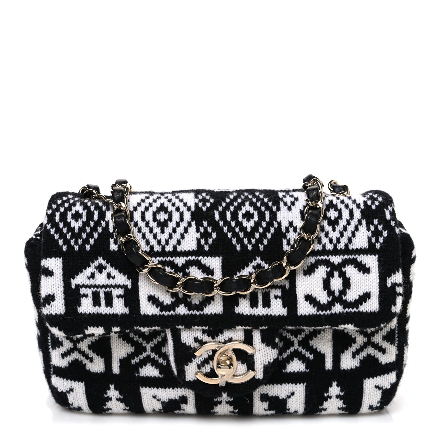 Cashmere Knit Coco Neige Flap Black White