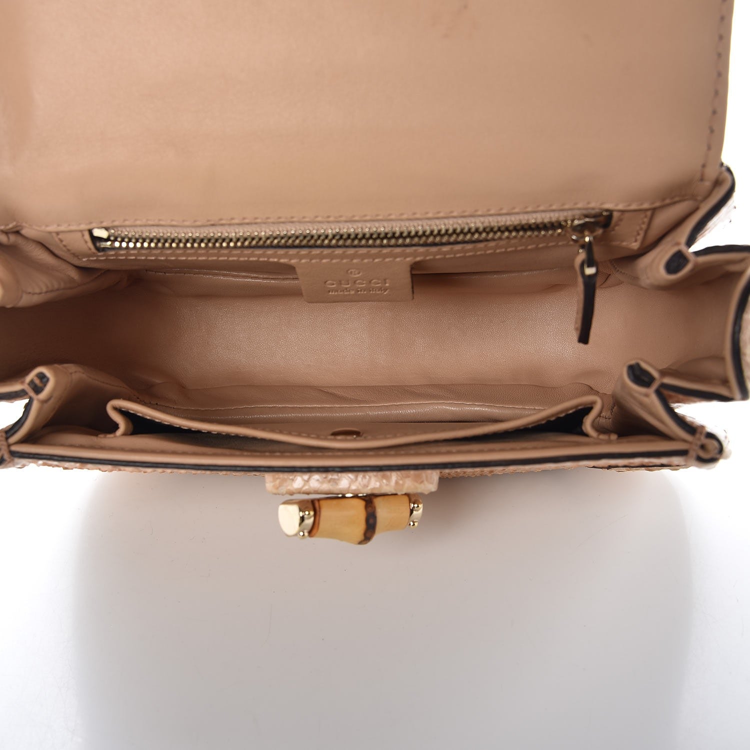 Gucci Python Small New Bamboo Top Handle Bag Beige 6 of 16