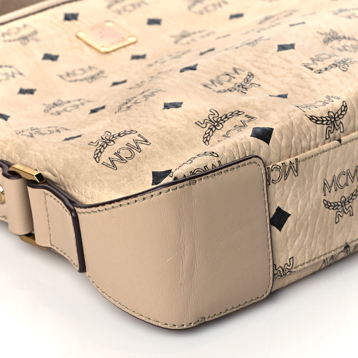 MCM Visetos Crossbody Messenger Beige 8 of 9