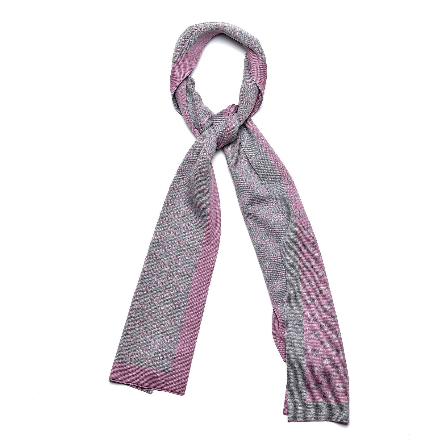 Wool Tricot GG Monogram Polina Scarf Roseate Light Grey