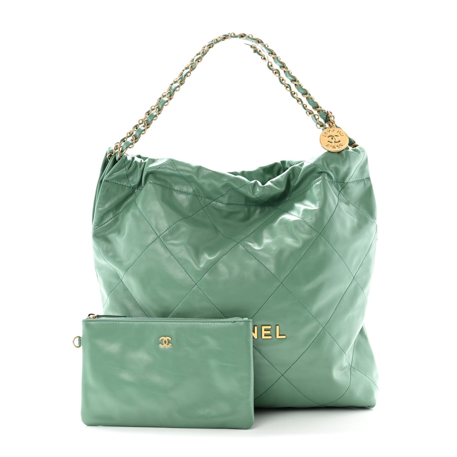 Chanel Shiny Calfskin Quilted Chanel 22 Dark Green Dark Green 3 of 11