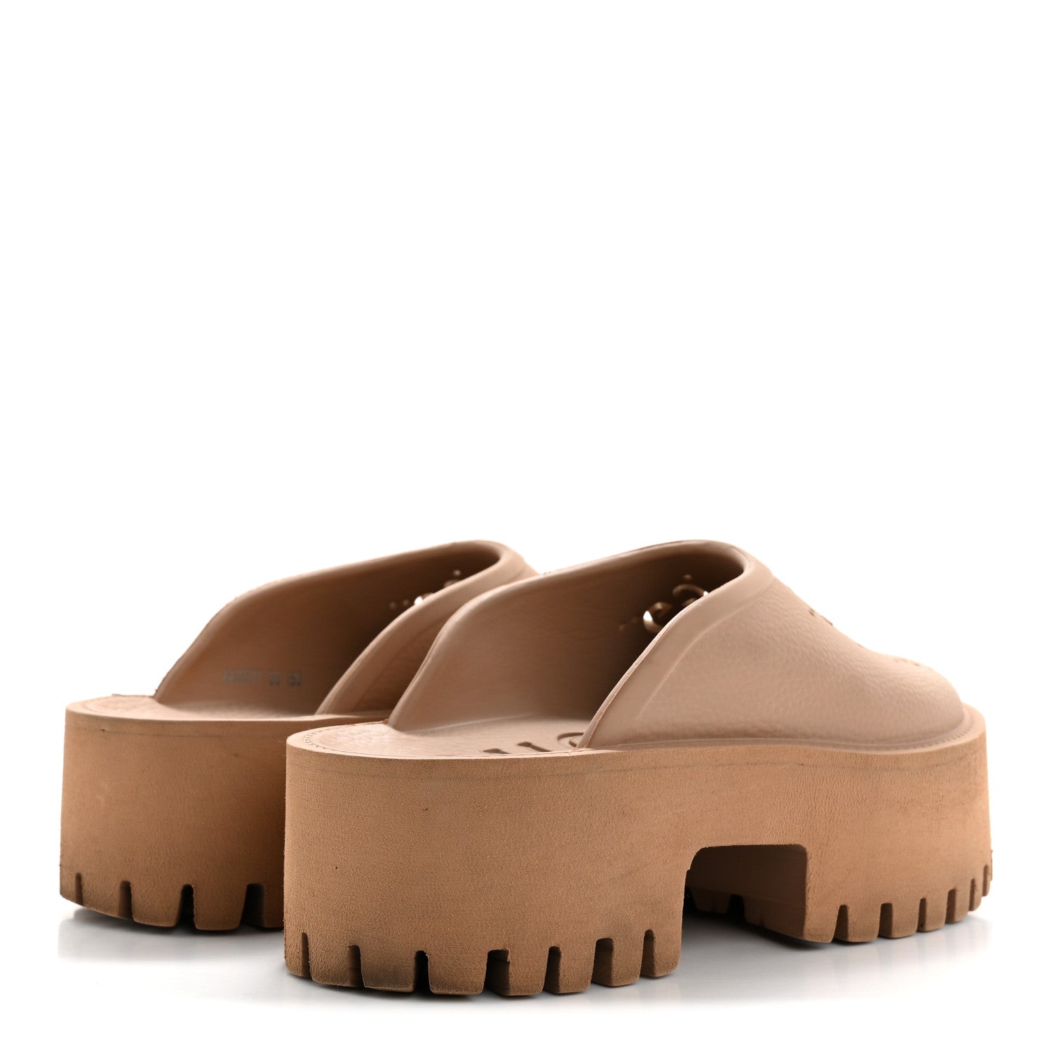 Gucci Rubber GG Monogram Perforated Elea Platform 55mm Lug Sole Sandals 36 Vintage Camel 5 of 13