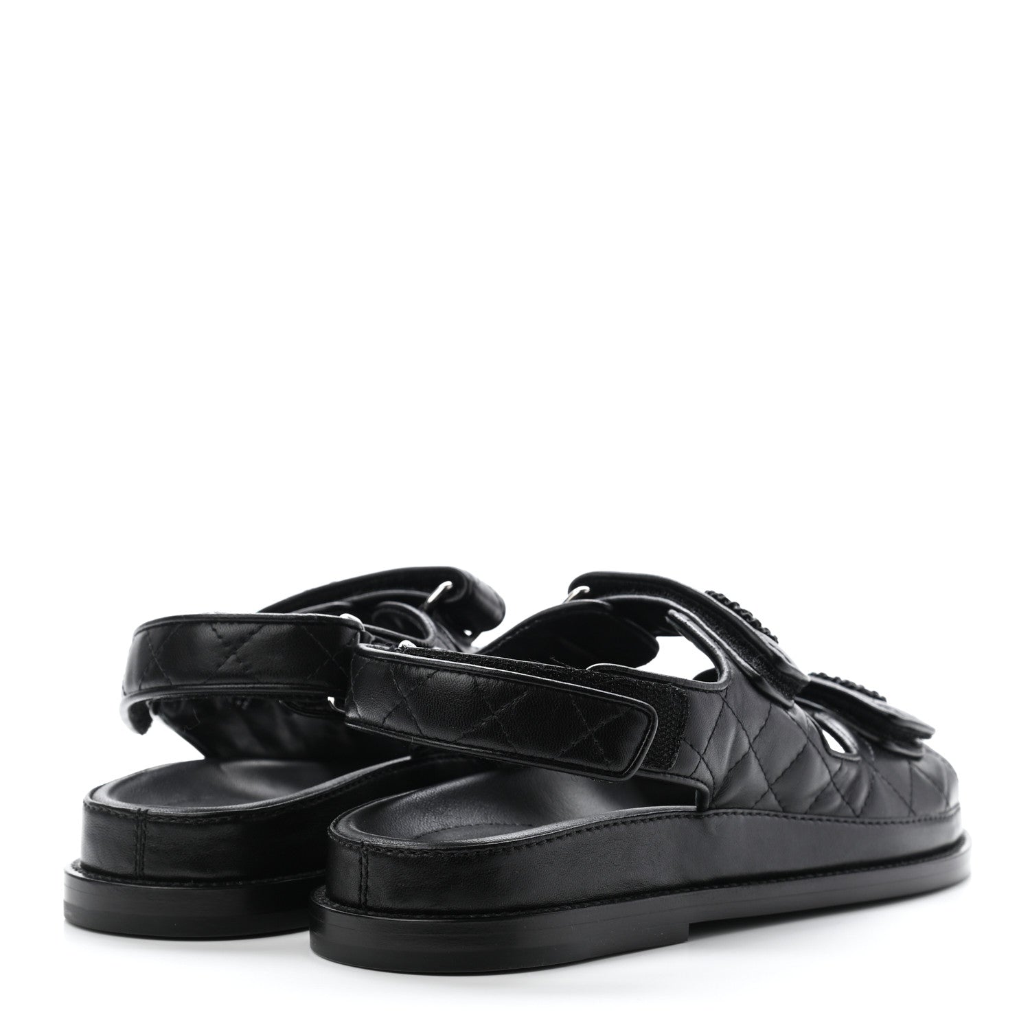 Chanel Lambskin Quilted Velcro Dad Sandals 36 So Black 4 of 8