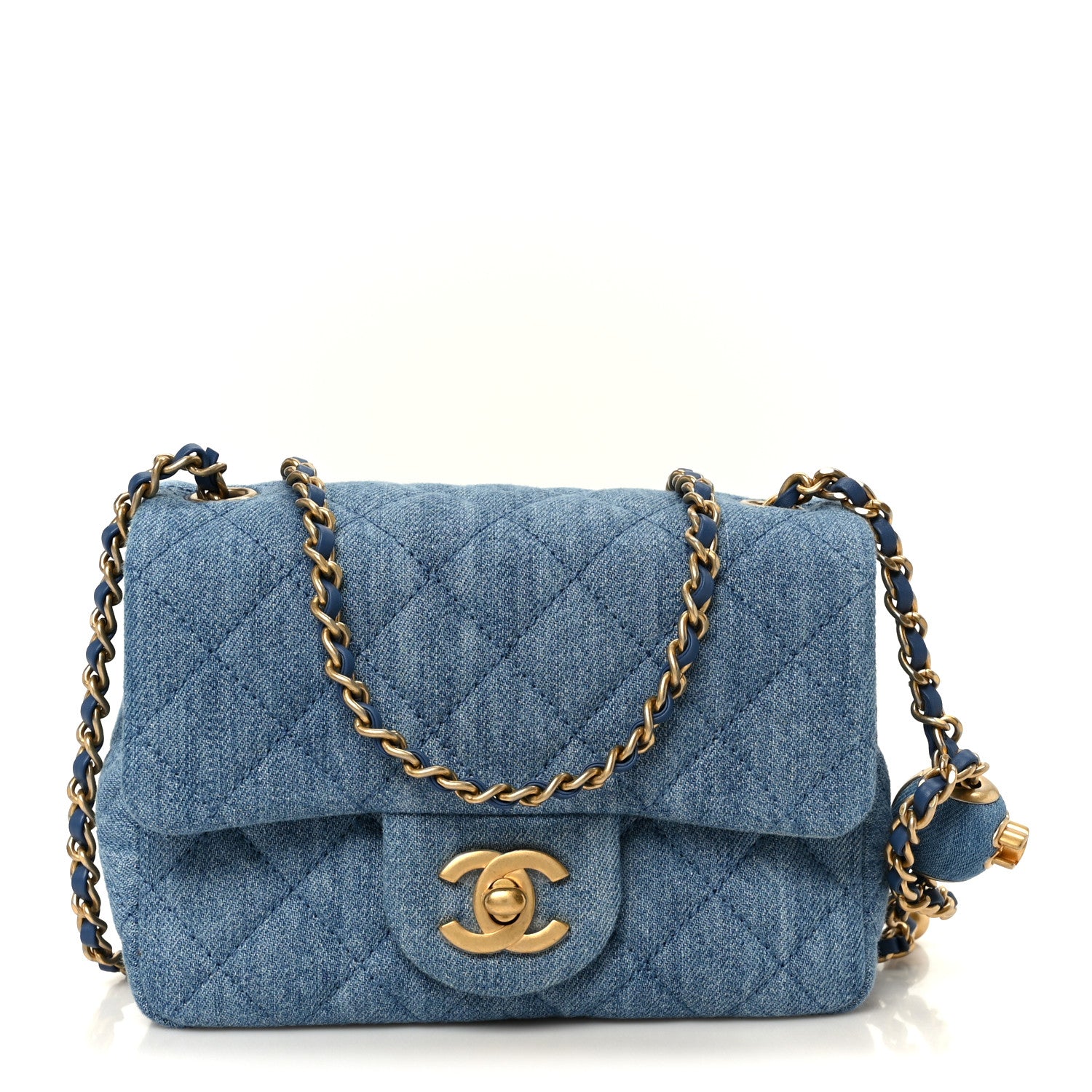 Chanel Denim Quilted Mini Pearl Crush Flap Blue 1 of 12