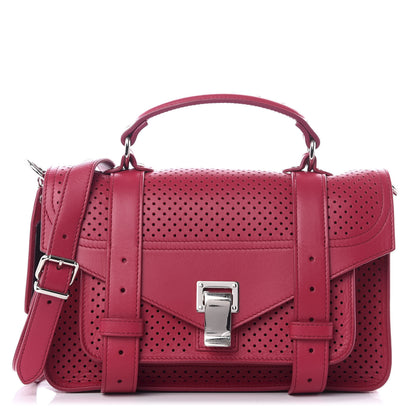 Proenza Schouler Lambskin Perforated Tiny PS1 Satchel Peony 1 of 8