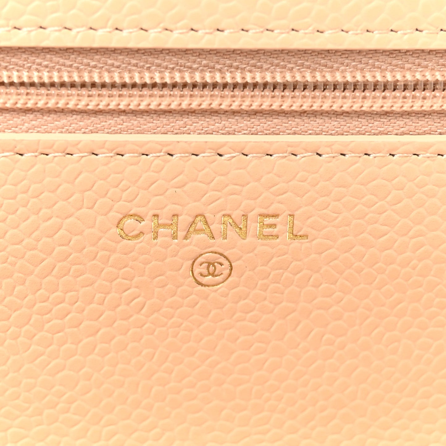 Caviar Quilted Wallet on Chain WOC Beige