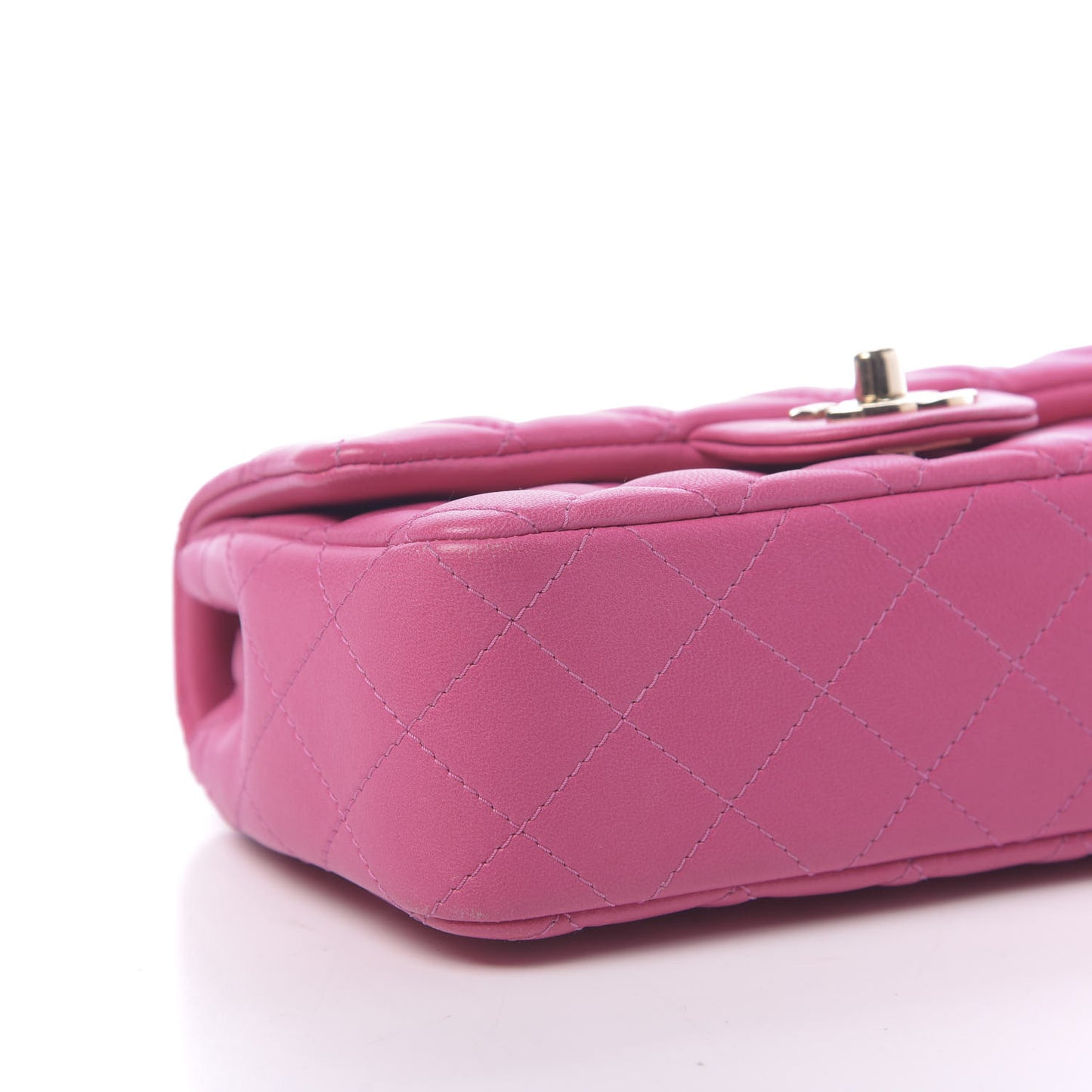 Lambskin Quilted Mini Rectangular Flap Dark Pink