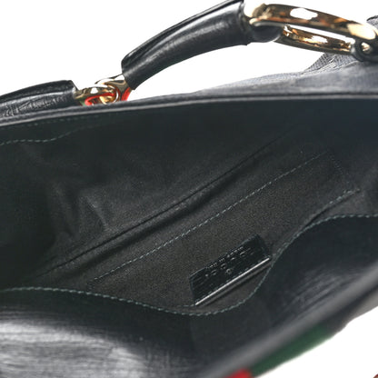 Gucci Monogram Web Horsebit Chain Clutch Black 5 of 10