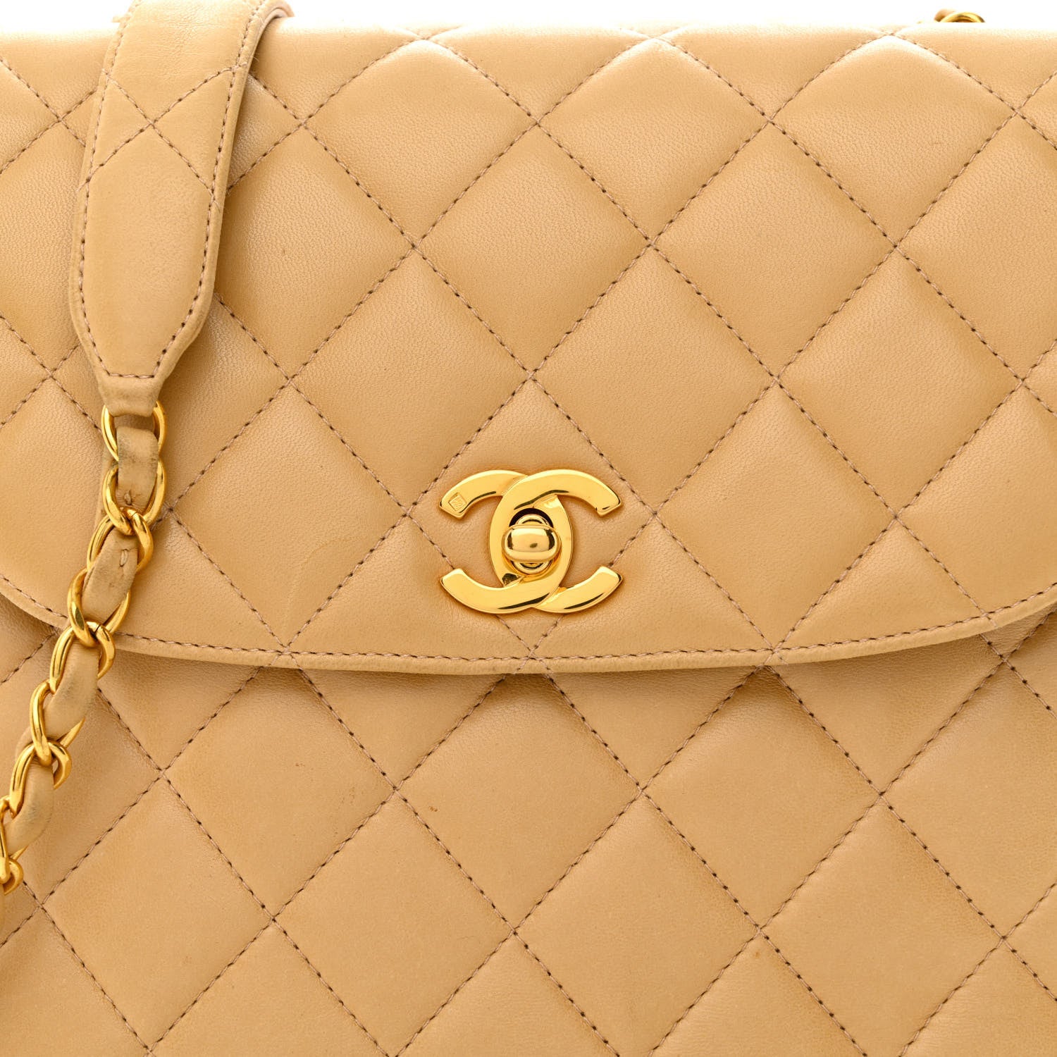 Chanel Lambskin Quilted Flap Shoulder Bag Beige 9 of 16
