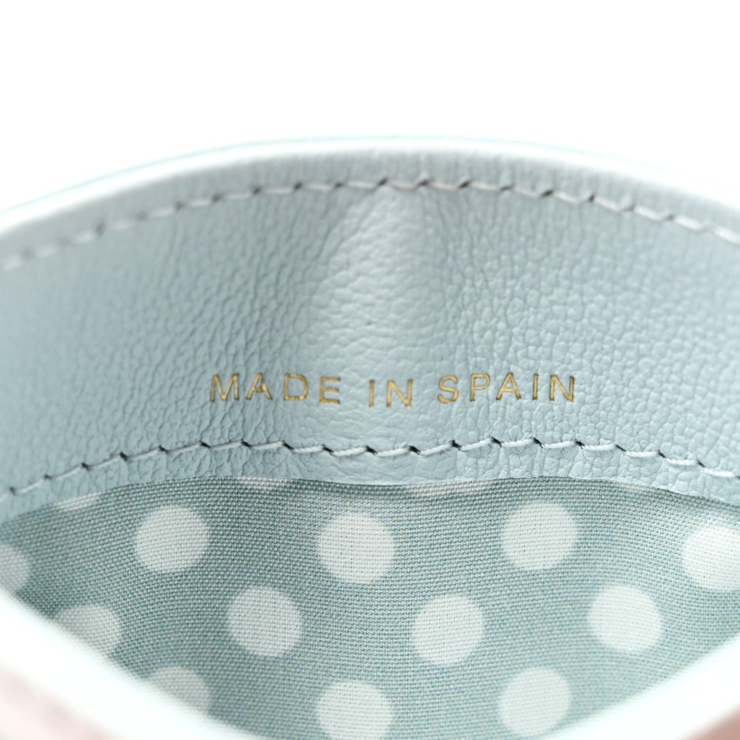 Lambskin Pearl Quilted Card Holder Light Blue