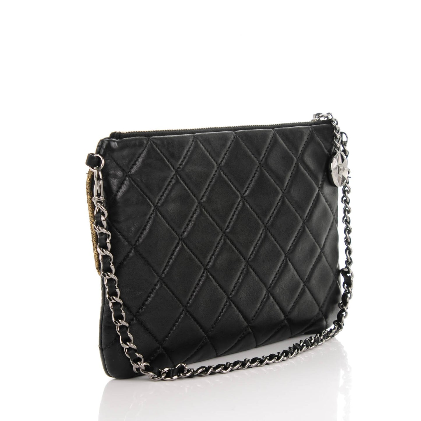 Lambskin Mineral Nights Wristlet Gold Black