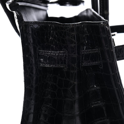 Hermes Shiny Porosus Crocodile Birkin 35 Black 14 of 32
