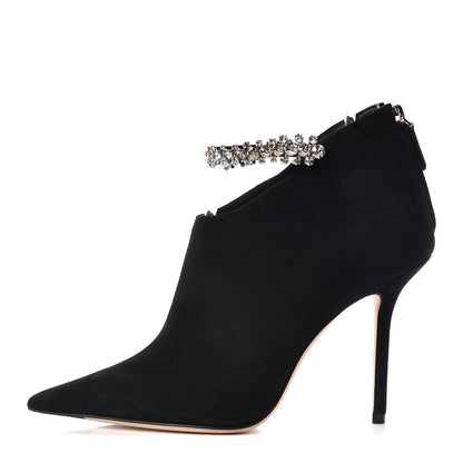 Jimmy Choo Suede Crystal Blaize 100 Ankle Boots 38.5 Black 1 of 14