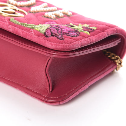 Gucci Velvet Matelasse Love Embroidered GG Marmont Mini Bag Light Raspberry Rose 8 of 9