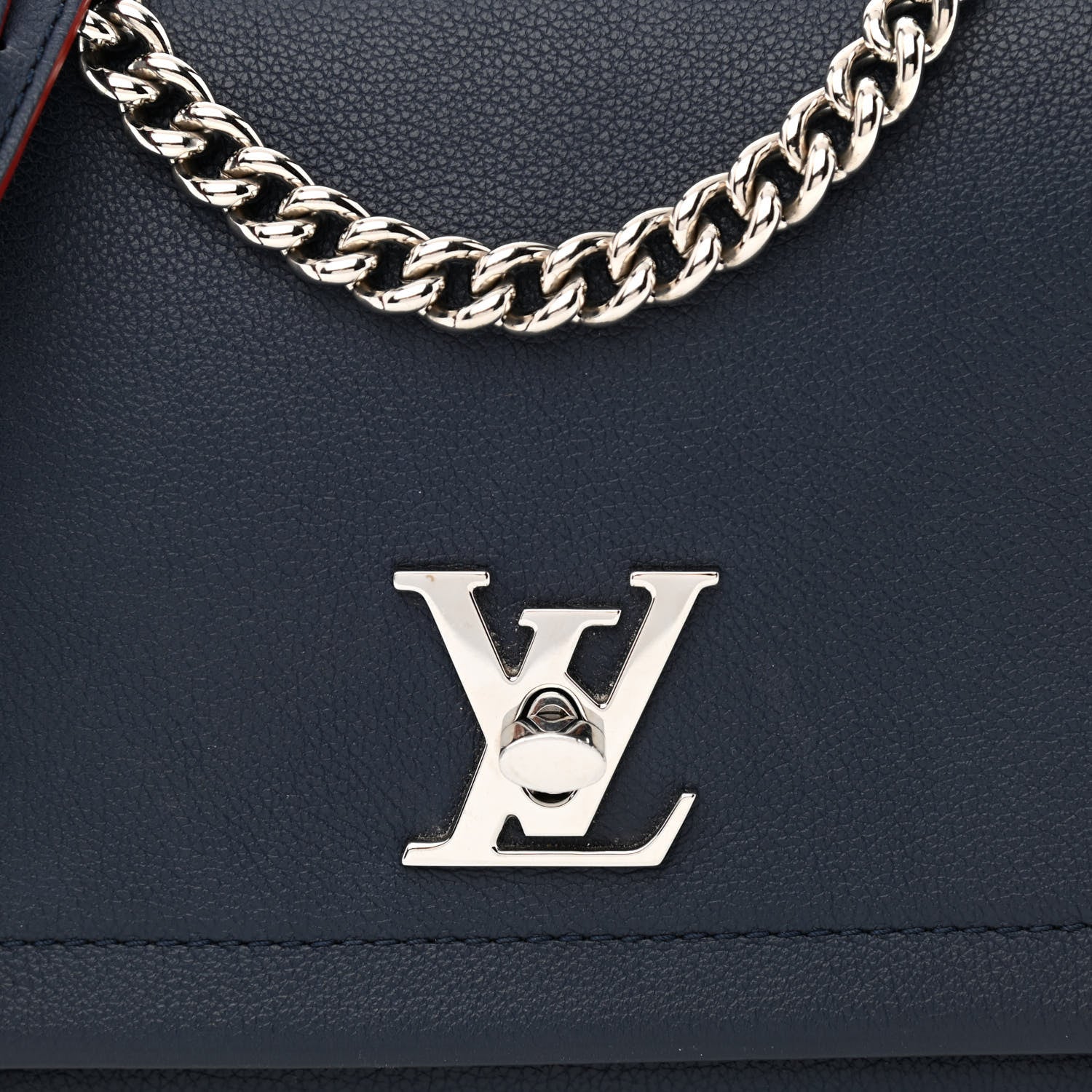 Louis Vuitton Calfskin Lockme II Chain Bag BB Marine Rouge 7 of 9