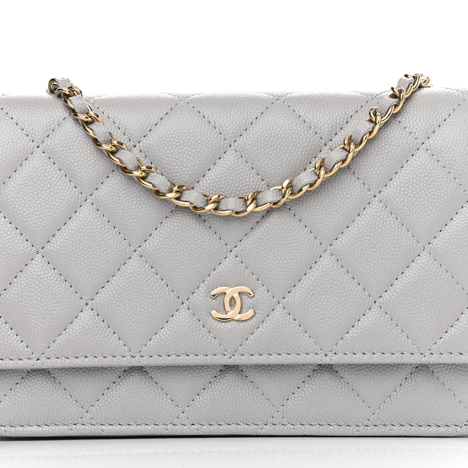 Chanel Caviar Quilted Wallet On Chain WOC Grey 9 of 14