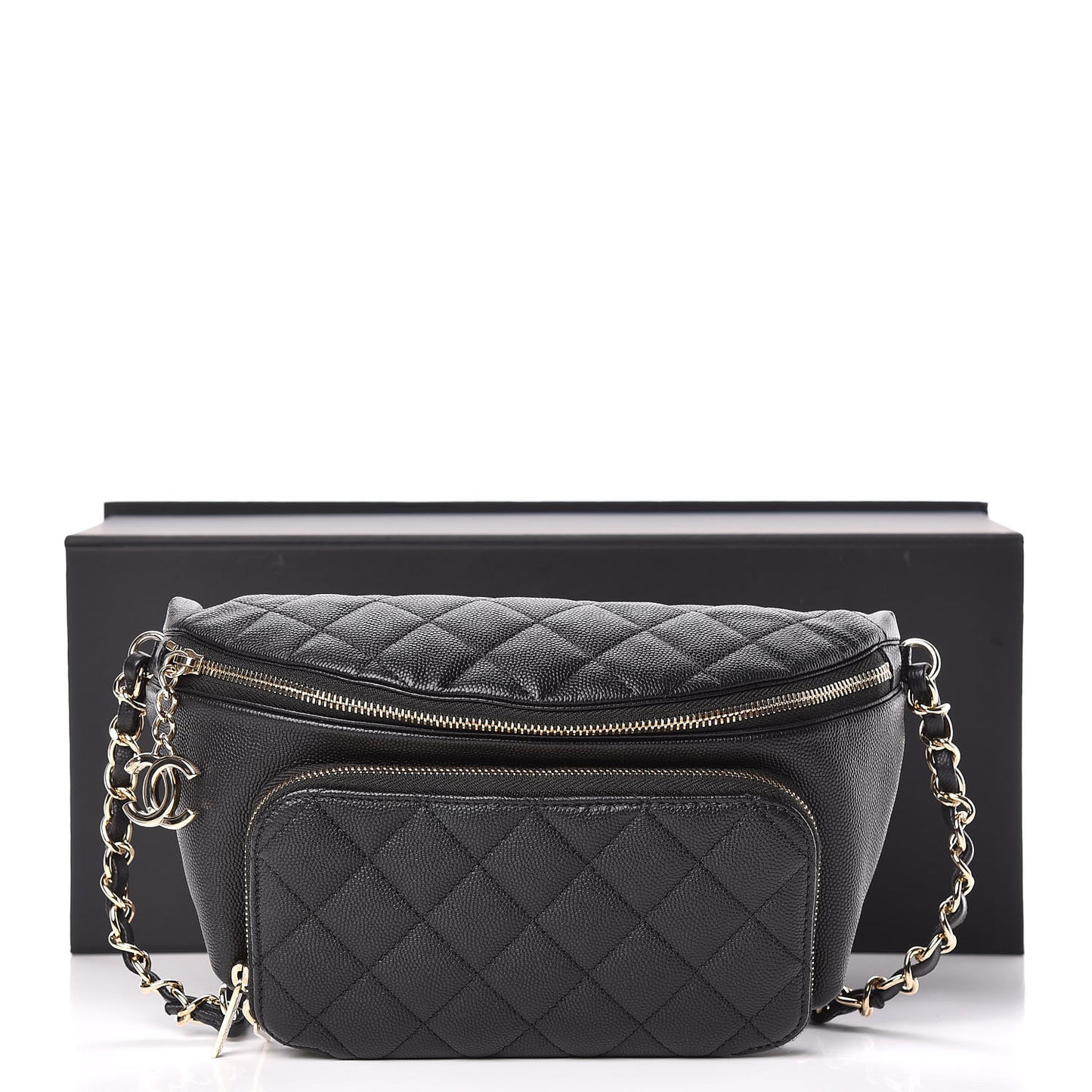 Caviar Quilted Business Affinity Waist Belt Bag Black