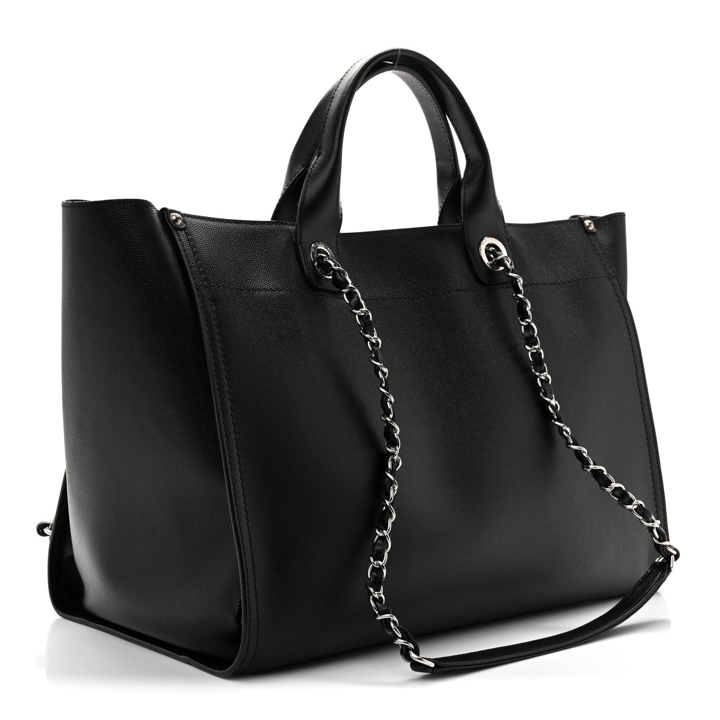 Caviar Medium Studded Deauville Tote Black