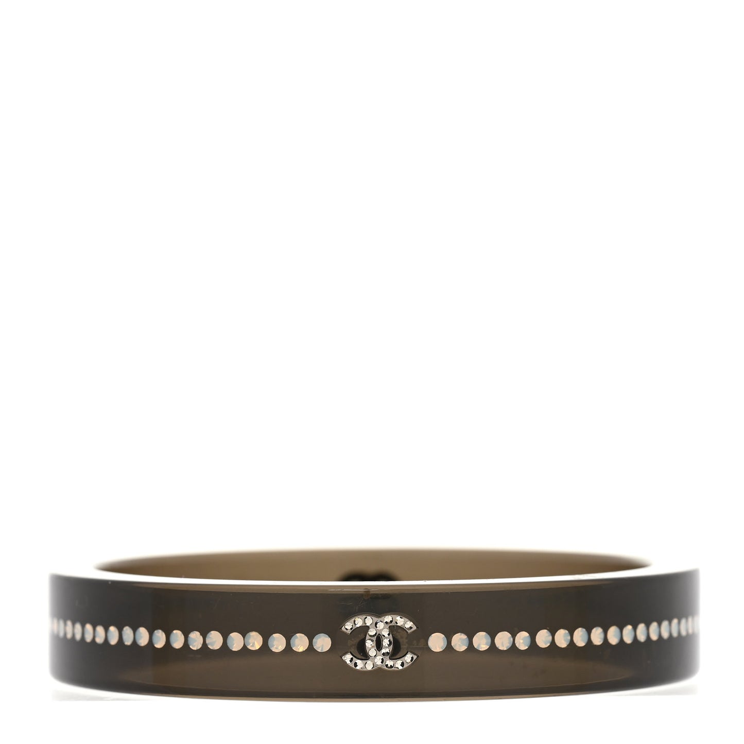 Resin Crystal CC Bangle Bracelet Black