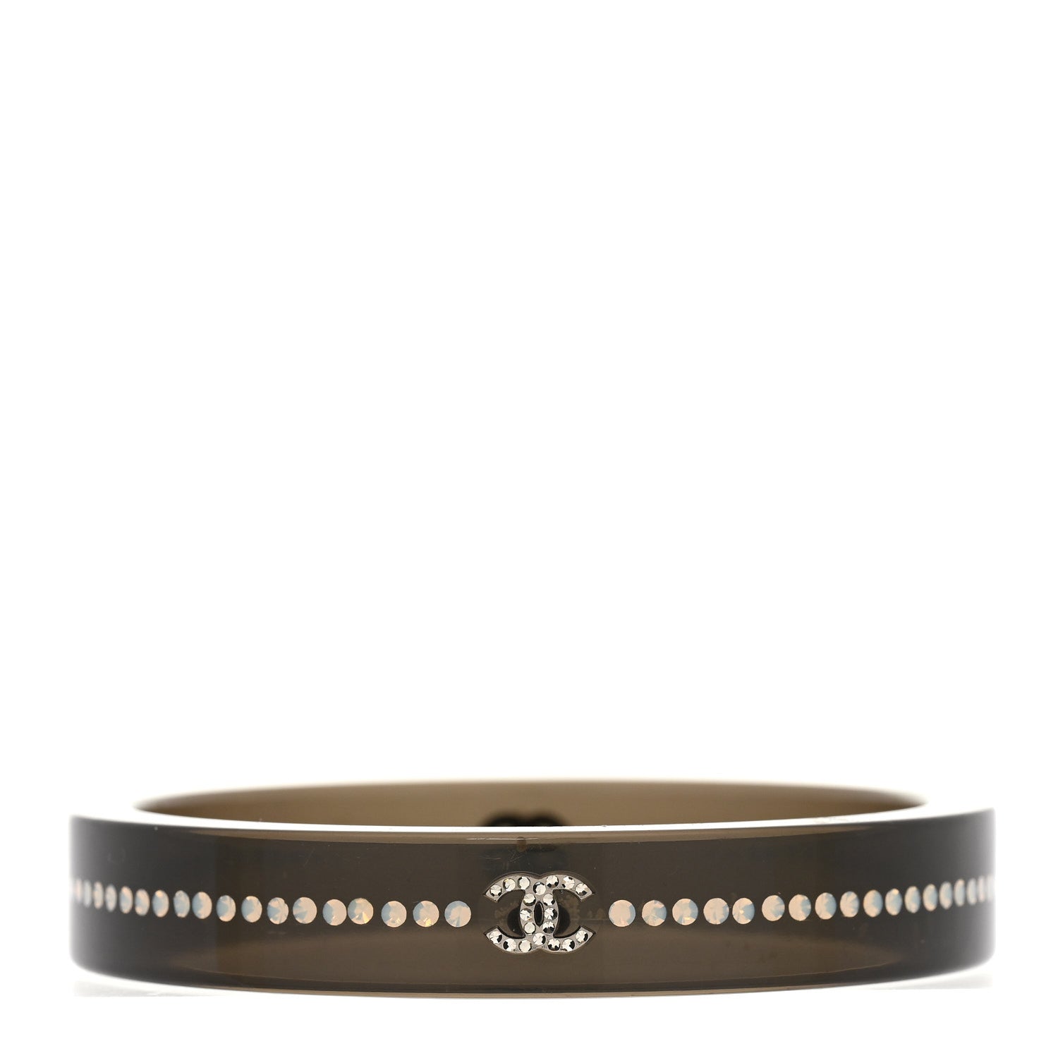 Chanel Resin Crystal CC Bangle Bracelet Black 3 of 5