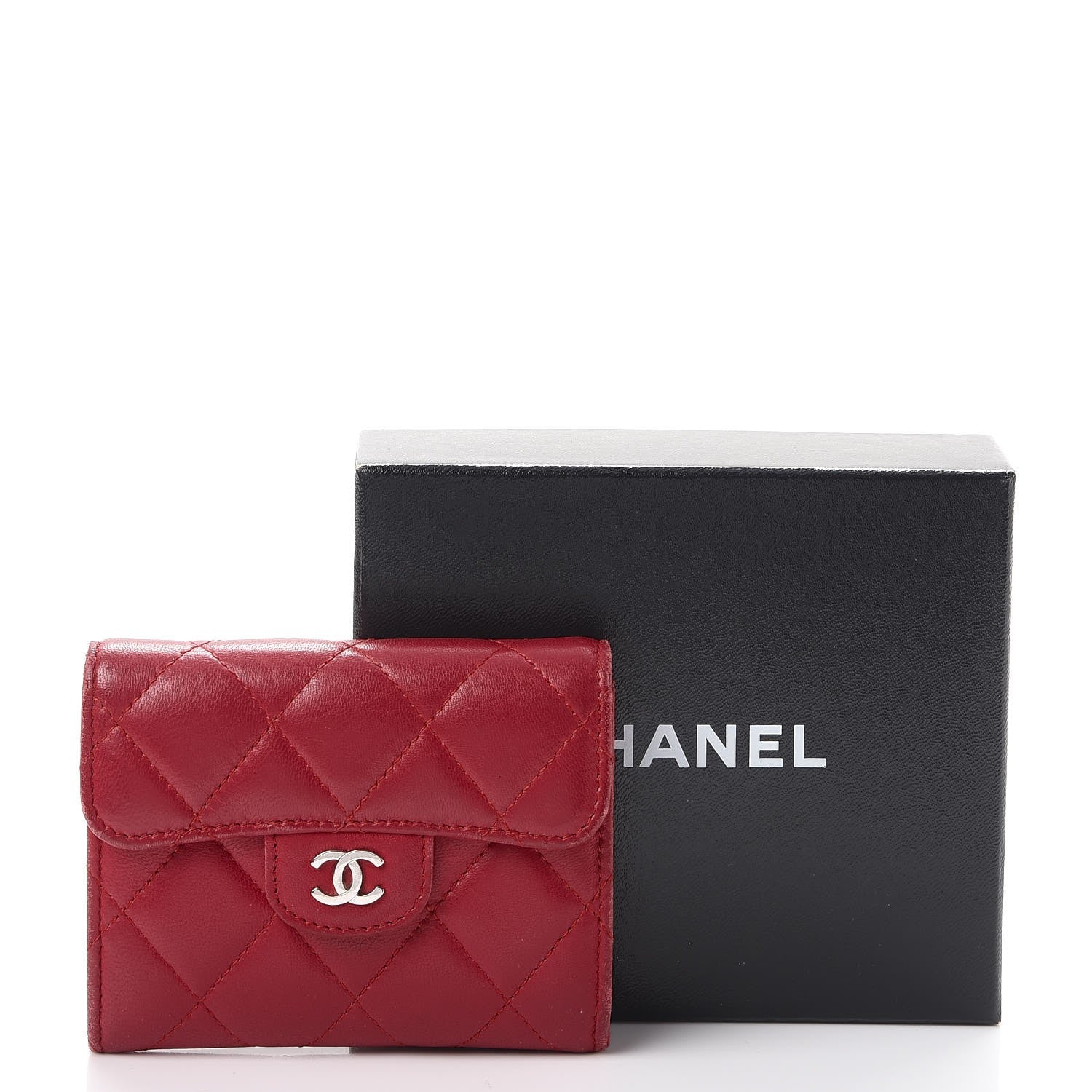 Chanel Lambskin Quilted Card Holder Dark Pink 15 of 15