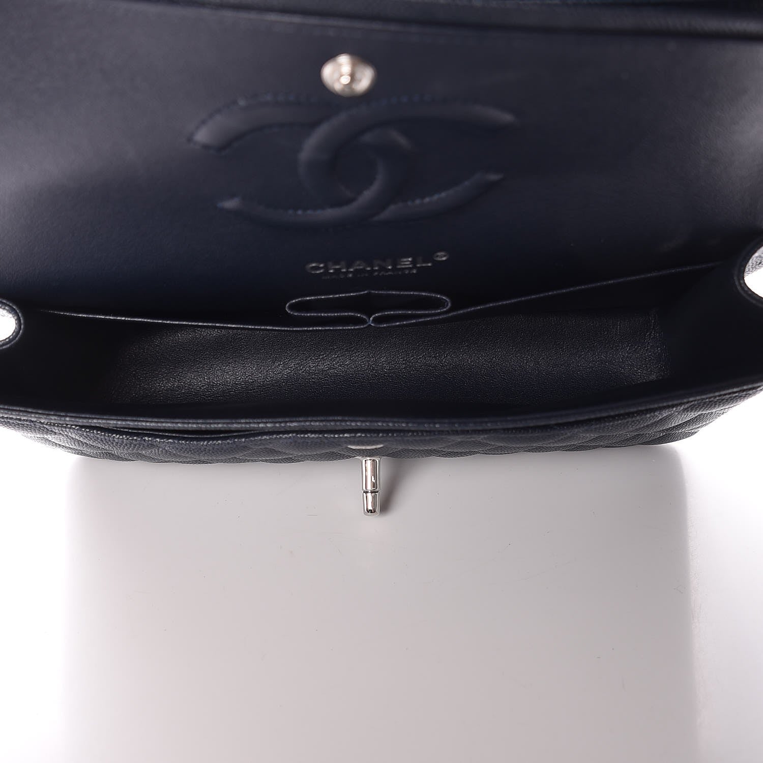 Chanel Caviar Quilted Medium Double Flap Dark Blue 6 of 9