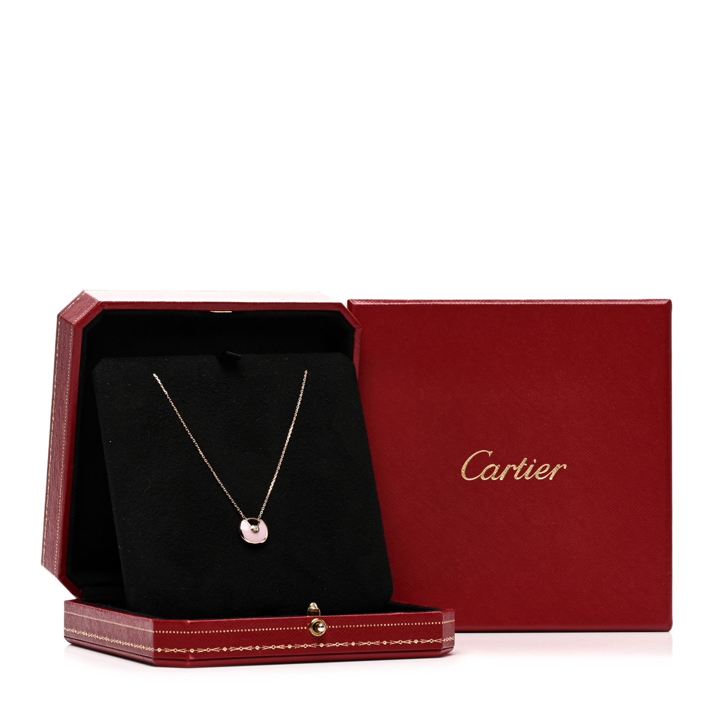 18K Pink Gold Diamond Pink Opal XS Amulette de Cartier Pendant Necklace