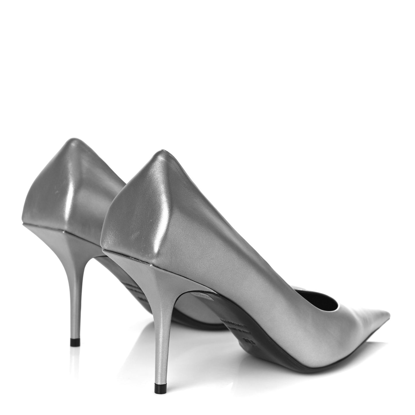 Metallic Nappa Square Knife 80mm Pumps 38.5 Silver
