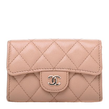 Chanel Caviar Quilted Flap Card Holder Wallet Beige 1 of 9