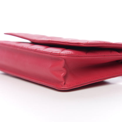 Chanel Lambskin Quilted Wallet On Chain WOC Dark Pink 9 of 10