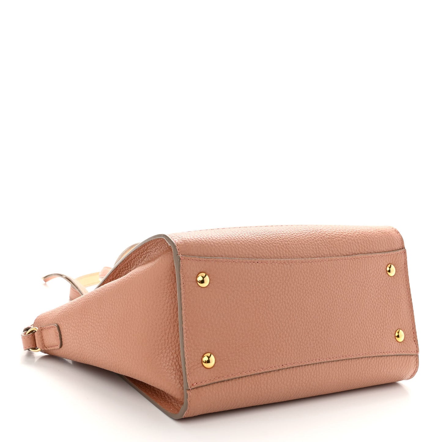 Grained Calfskin Double Handle Small Amy Tote Beige Pink Gold