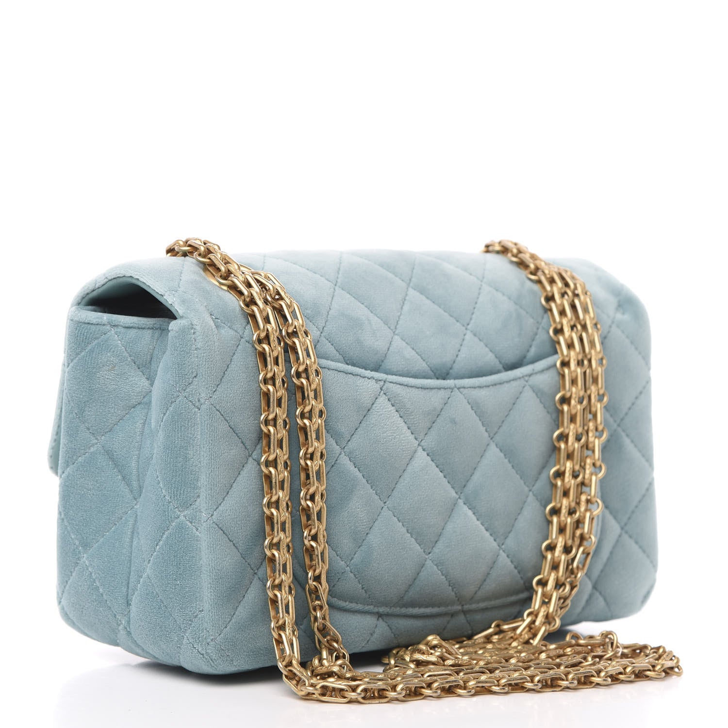 Chanel Velvet Quilted Mini 2.55 Reissue Flap Light Blue 3 of 10