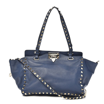 Valentino Garavani Vitello Small Rockstud Tote Indigo 1 of 12
