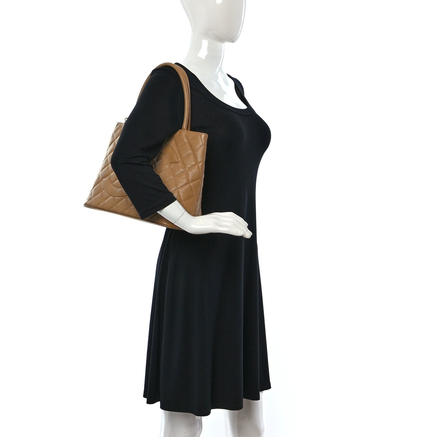 Caviar Quilted Medallion Tote Beige