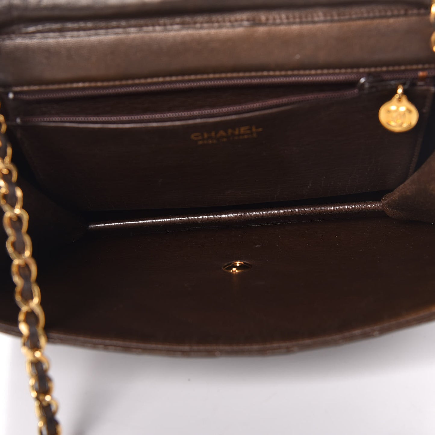 Lambskin Quilted Medium Single Flap Brown