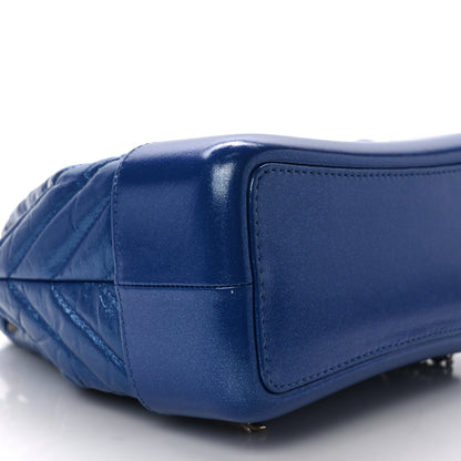 Chanel Aged Calfskin Chevron Quilted Small Gabrielle Backpack Blue 8 of 11