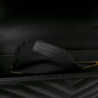 Saint Laurent Grain De Poudre Matelasse Chevron Large Monogram Satchel Black 8 of 13