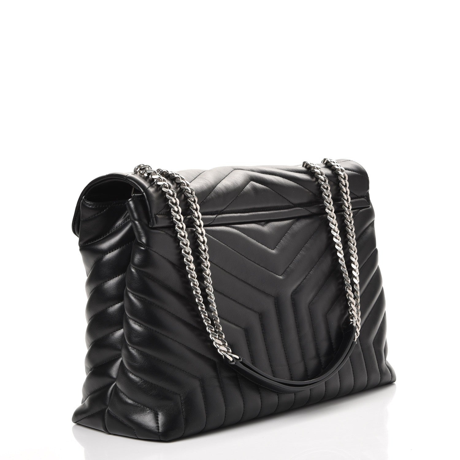 Saint Laurent Calfskin Y Quilted Monogram Large Loulou Chain Satchel Black 4 of 8