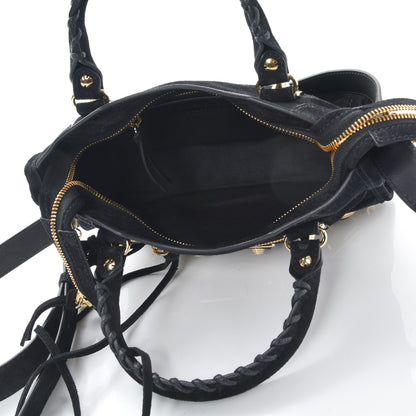 Balenciaga Baby Daim Suede Gold Metallic Edge Hardware Mini City Black 5 of 7