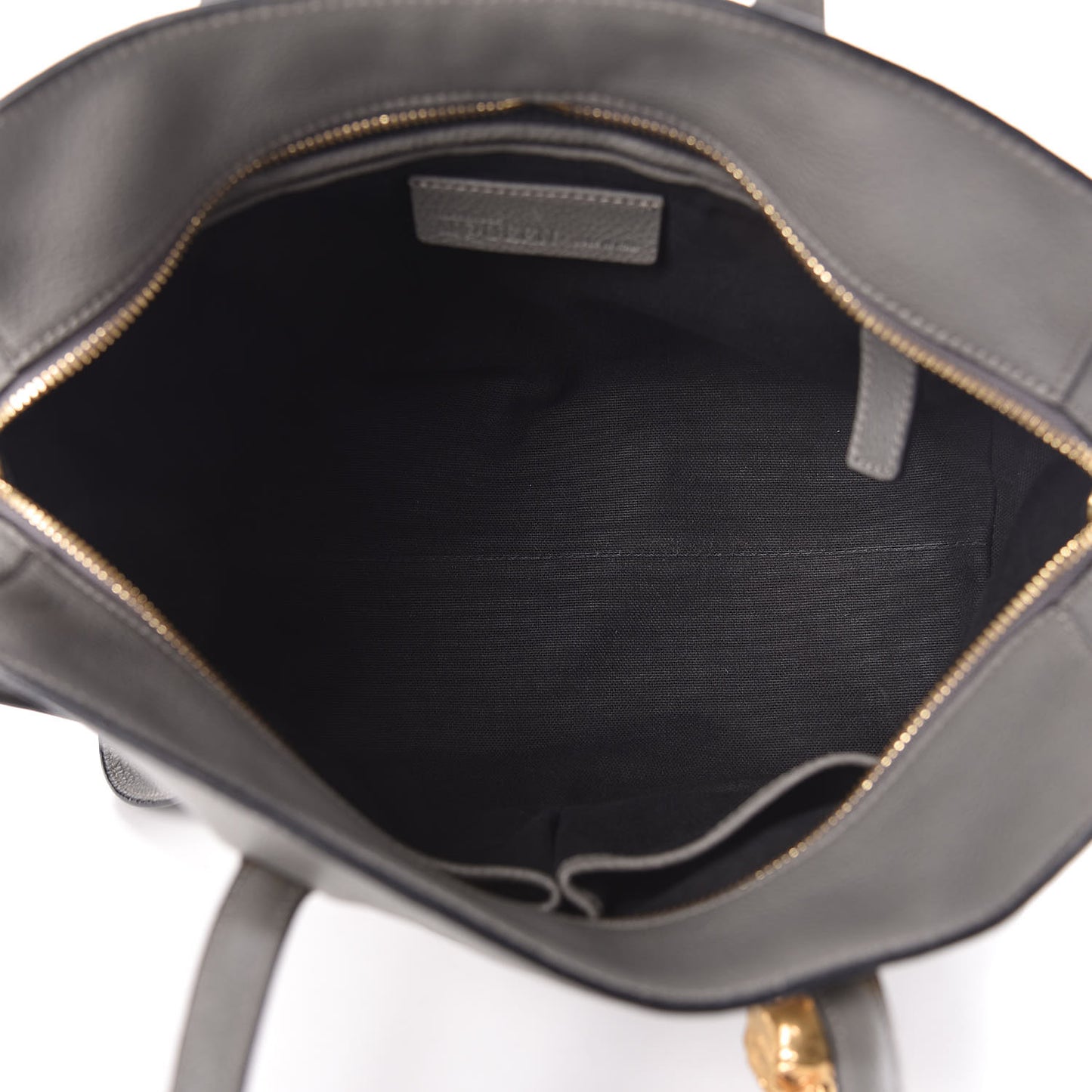 Pebbled Calfskin Small Skull Padlock Zip Around Tote Grey