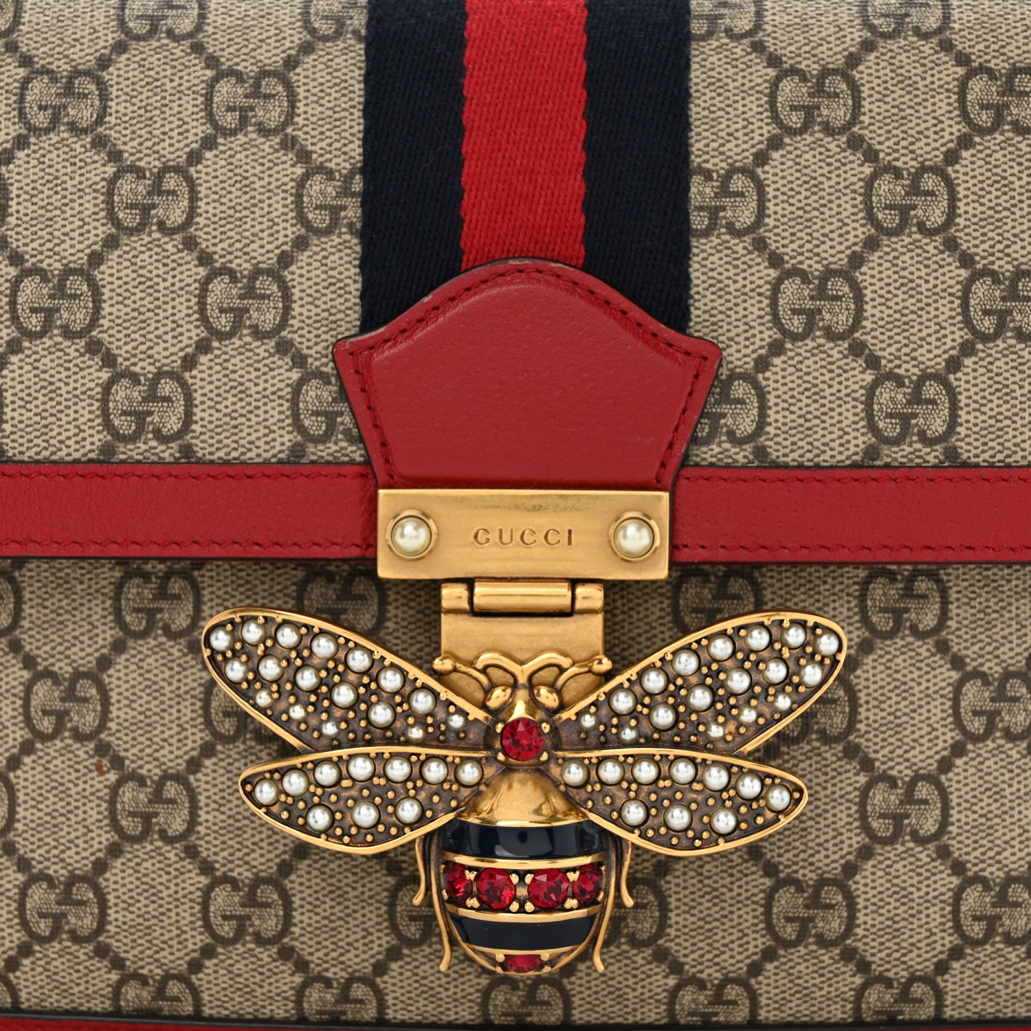 Gucci GG Supreme Monogram Medium Queen Margaret Shoulder Bag Red 9 of 11