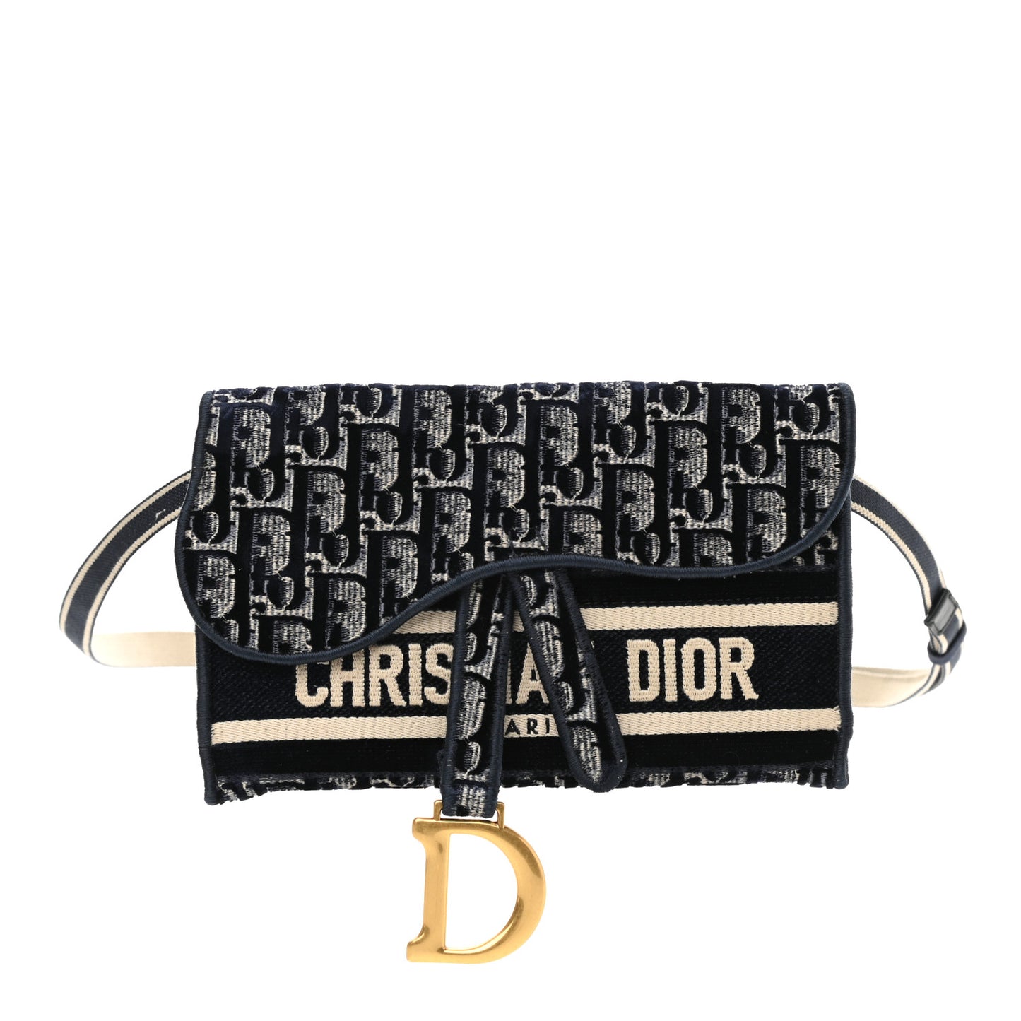 Velvet Oblique Saddle Belt Bag Blue
