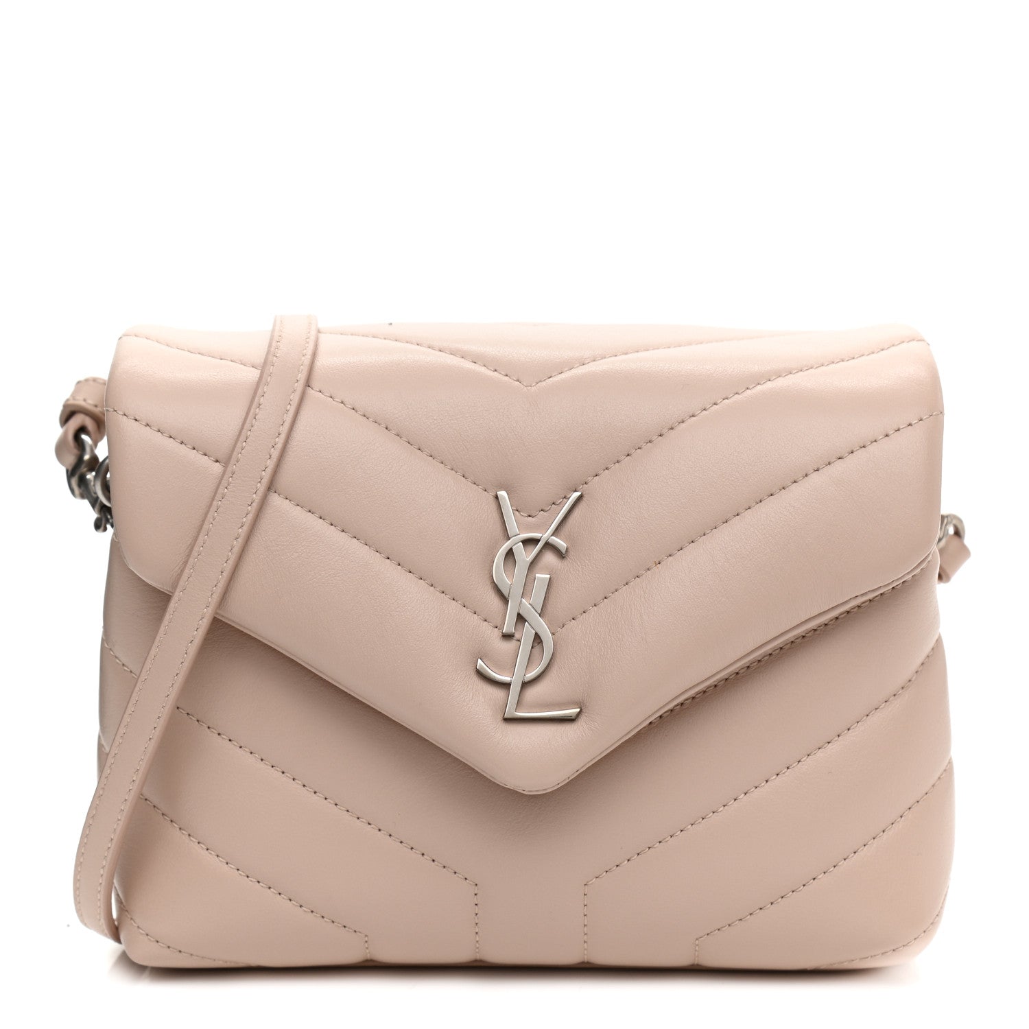 Saint Laurent Calfskin Y Quilted Monogram Toy Loulou Crossbody Bag Marble Pink 1 of 9
